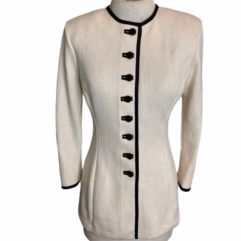 St. John by Marie Gray Sequin White/Black Blazer